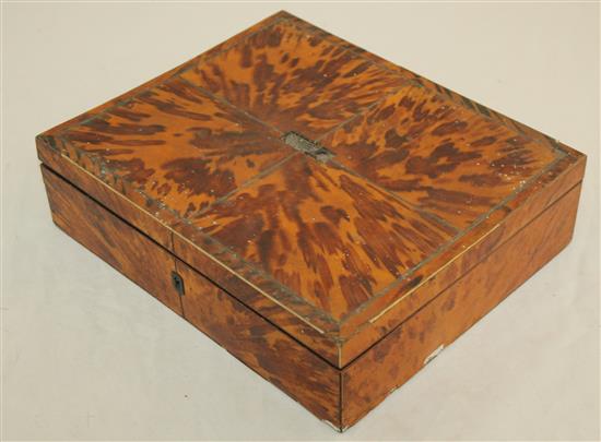 A Regency blond tortoiseshell work box, 10.25in.